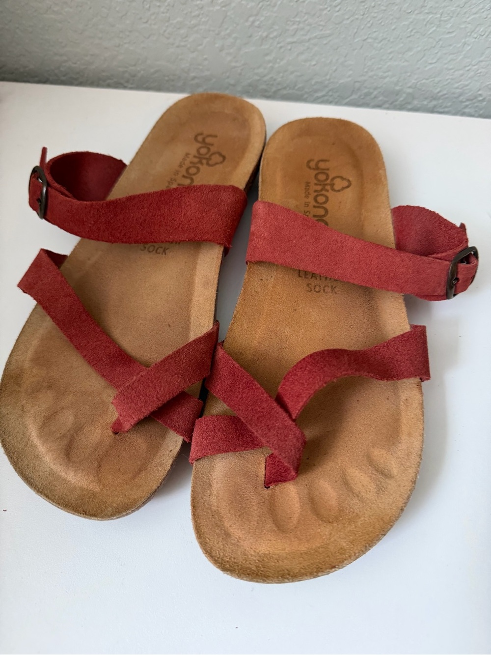 Yokono Sandals Womens Buckle Brown Leather Straps SZ 7.5